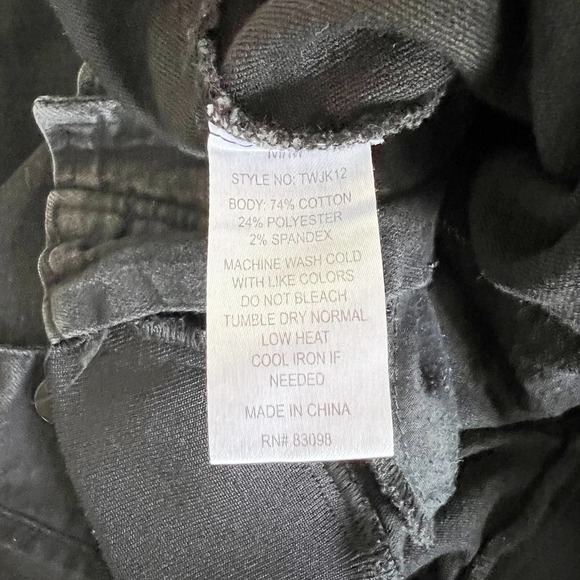 Ci Sono Black Denim Full Zip Long Sleeve Bomber Jacket Women's Size Medium M - Picture 8 of 10